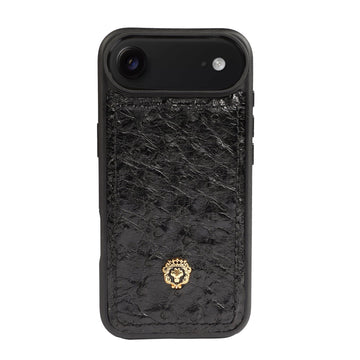 Real Ostrich iPhone Air Black Leather Cover