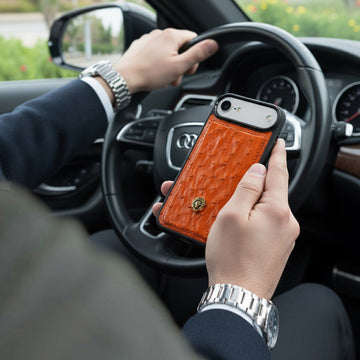 Real Ostrich iPhone Air Orange Leather Cover