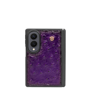 Purple Exotic Ostrich Leather Z Fold 8 Ultra Phone Case