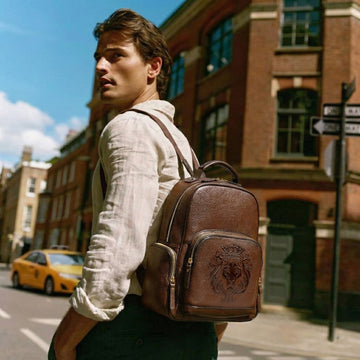 Handmade Dark Brown Textured Leather Backpack