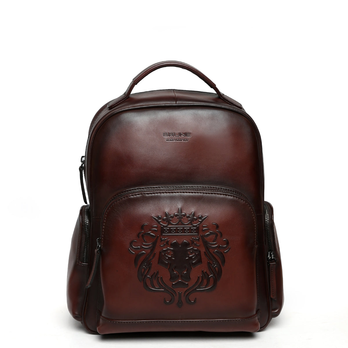 Dark Brown Leather Ladies Backpack Signature Lion By Brune & Bareskin