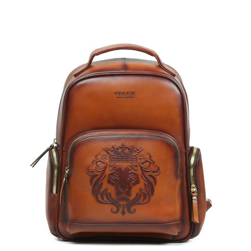 Tan Leather Women Travel-College Backpack By Brune Bareskin
