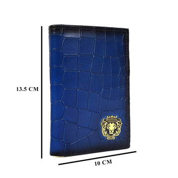 Blue Passport & Wallet With Card Holder In Deep Cut Croco Leather by Brune & Bareskin
