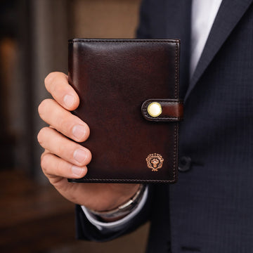 Brown Leather Passport Holder with Foldable Boarding Pass Pocket By Brune & Bareskin