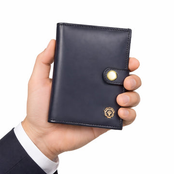 Grey Leather Passport Holder with Foldable Boarding Pass Pocket