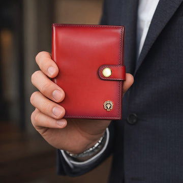 Wine Leather Passport Holder with Foldable Boarding Pass Pocket