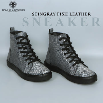Luxurious Stingray Leather Sneakers with Black Sole