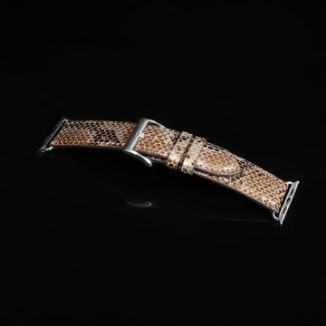 Golden-Brown Watch Strap in Snake Skin Textured Leather