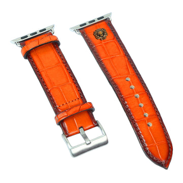 Apple Watch Orange Deep Cut Croco Leather Strap