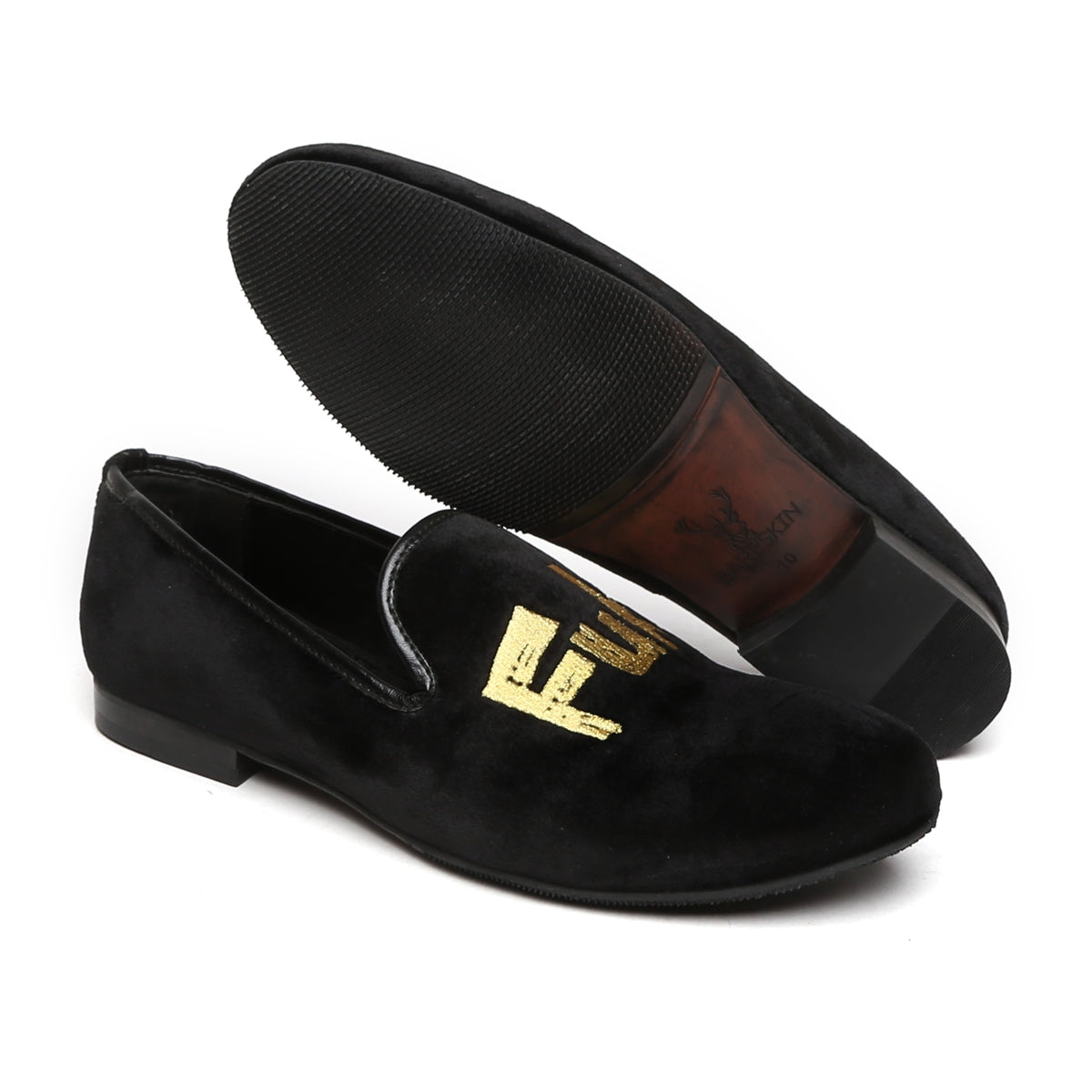 Embroidered Black Velvet Slip-On Shoe Embroidered Black Velvet Slip-On Shoe