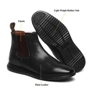 Light Weight Black Leather Chelsea Boot By Brune & Bareskin