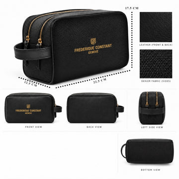 Black Leather and Denier Shaving Kit / Bathroom Kit