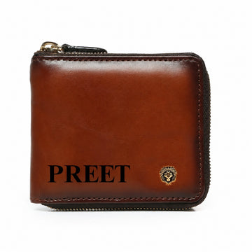 Brown Multi pocket Unisex wallet with zip Closure