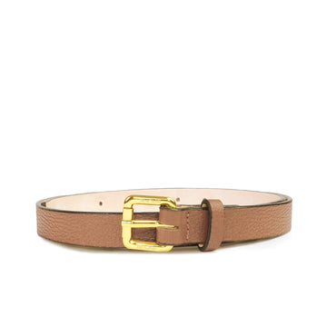 Women's Premium Textured Dark Beige Leather Belt with Gold-Tone Buckle