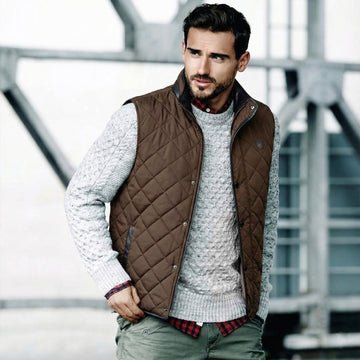 Diamond Stitched Dark Brown Vest