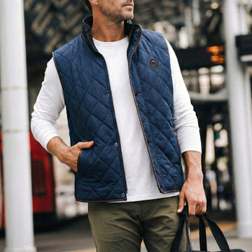 Blue Diamond Stitched Puffer Vest