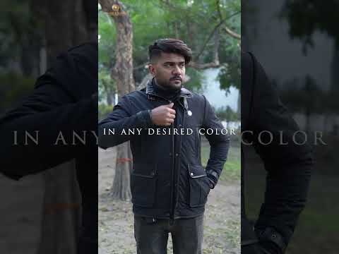 Contrasting Leather Trims Grey Puffer Coat Jacket For Men