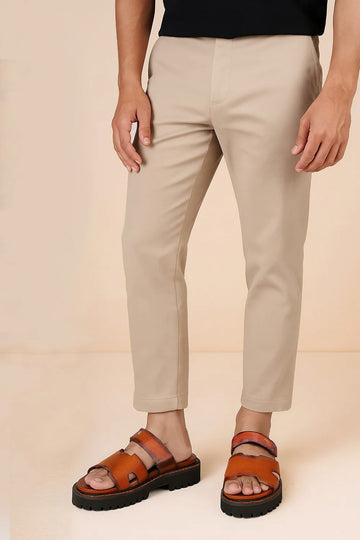 Tan Saffiano Thick Thread Stitching Leather Super Chunky Slide-in Slippers