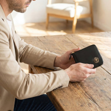 Black Multi pocket Unisex Wallet with zip Closure