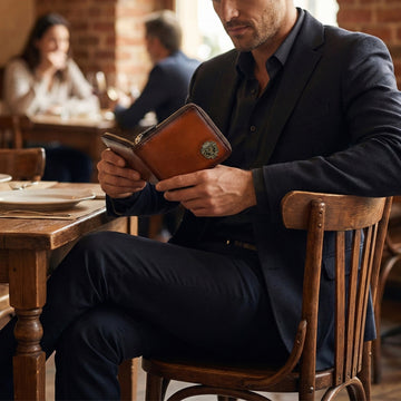 Brown Multi pocket Unisex wallet with zip Closure