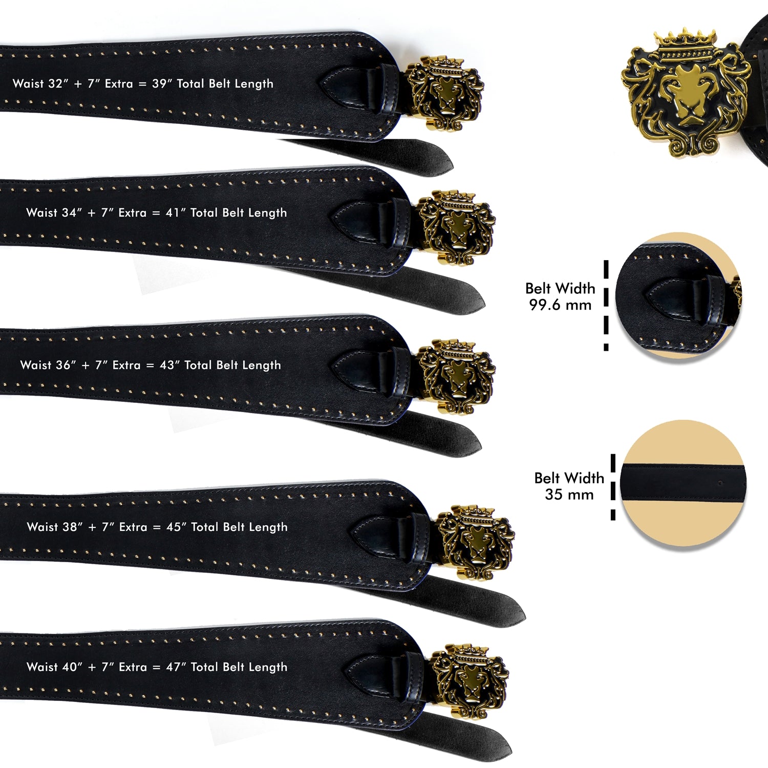 Brand Logo Corset Buckle Belt in Black Genuine Leather