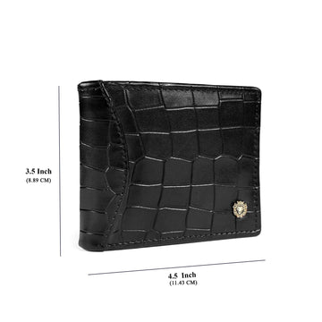 Black Deep Cut Croco Leather Wallet