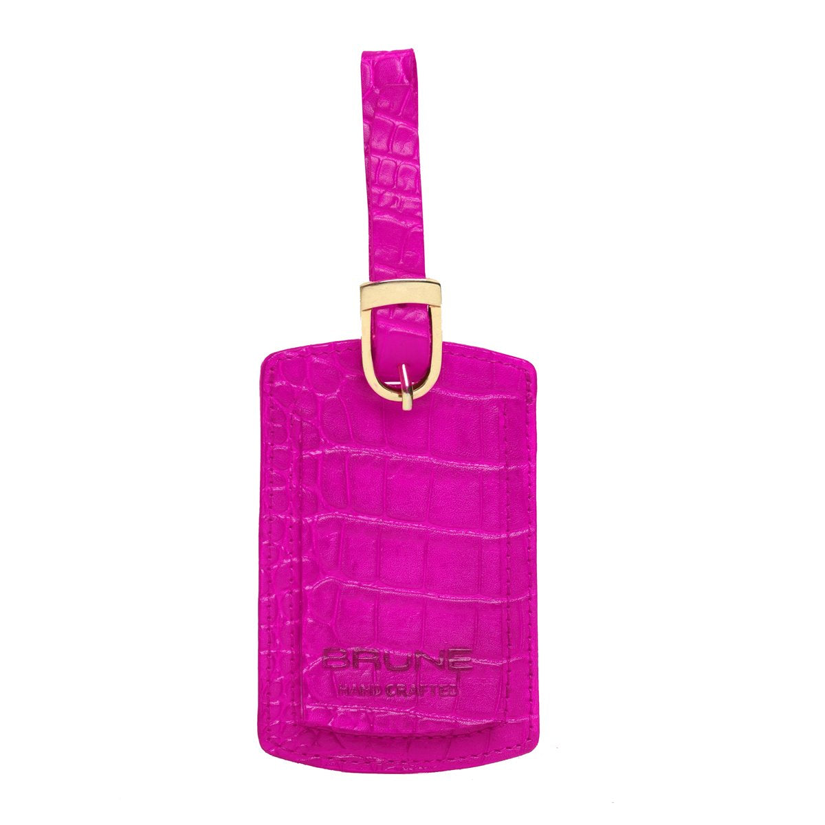 Pink Croco Print Leather Bags Tag by Brune & Bareskin
