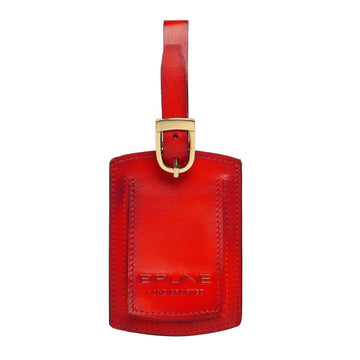 Red High Veg Tan Leather Bag Tag by Brune & Bareskin