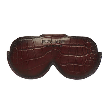 Brown Croco Leather Elegant Look With Metal Lion Eyewear Glasses Cover by Brune & Bareskin