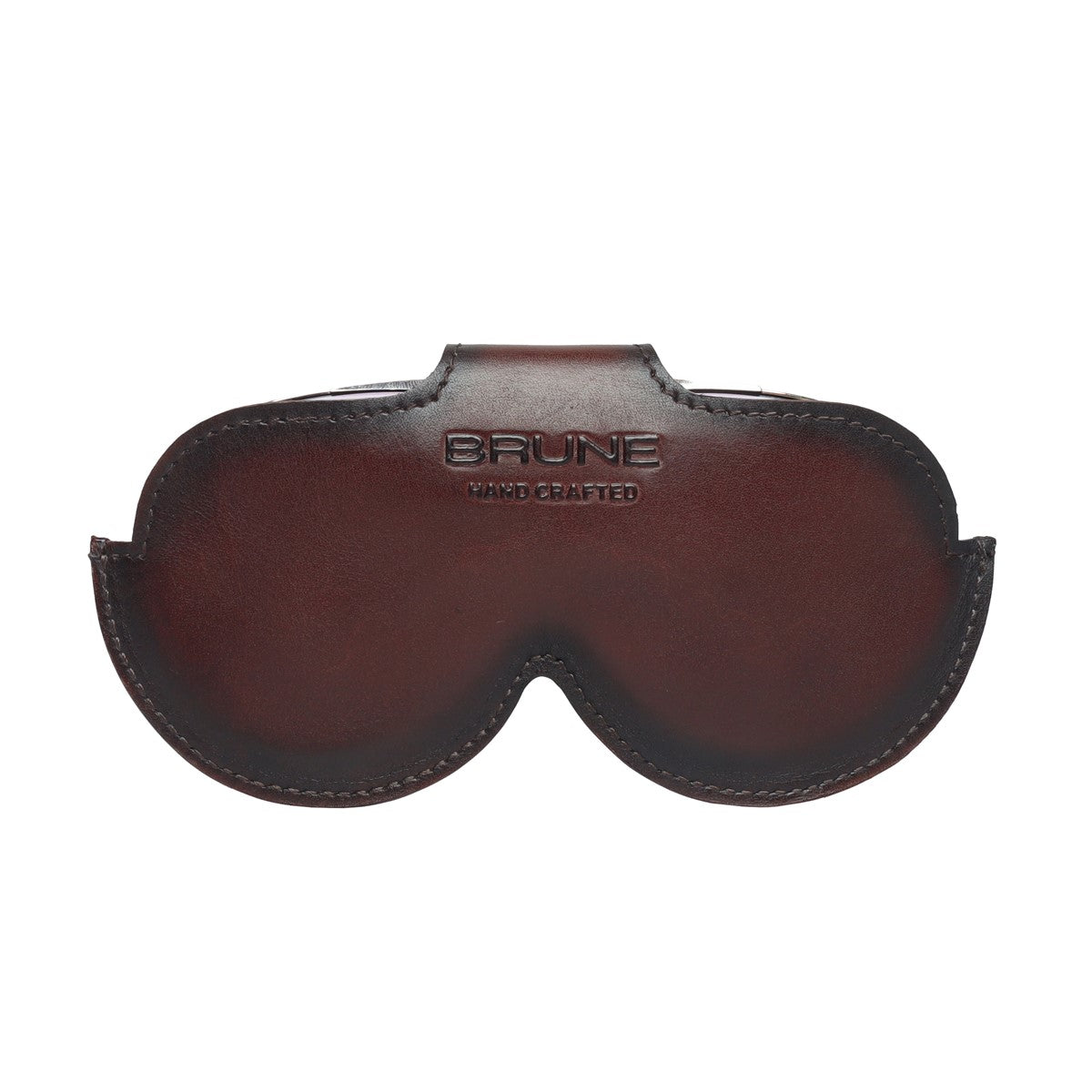 Brown Leather Elegant Look With Metal Lion Eyewear Glasses Cover by BRUNE