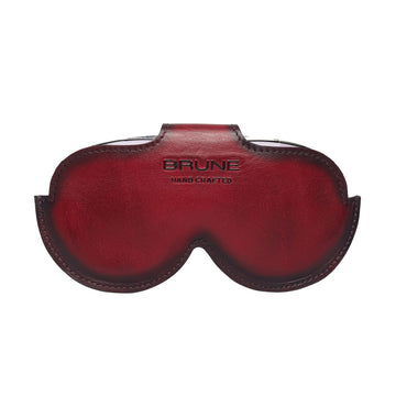Wine Leather Elegant Look With Metal Lion Eyewear Glasses Cover by BRUNE