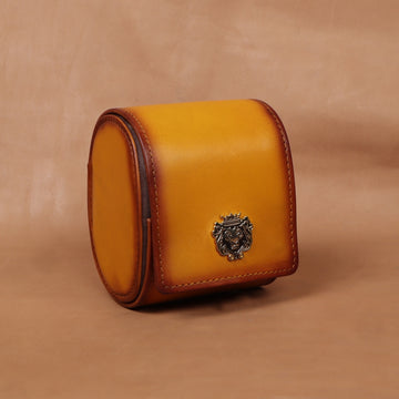 Unisex Yellow Wrist Watch Roll in Genuine Leather