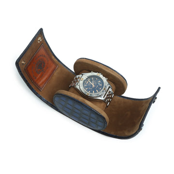 Blue Wrist Watch Roll Deep Cut Leather by Brune & Bareskin