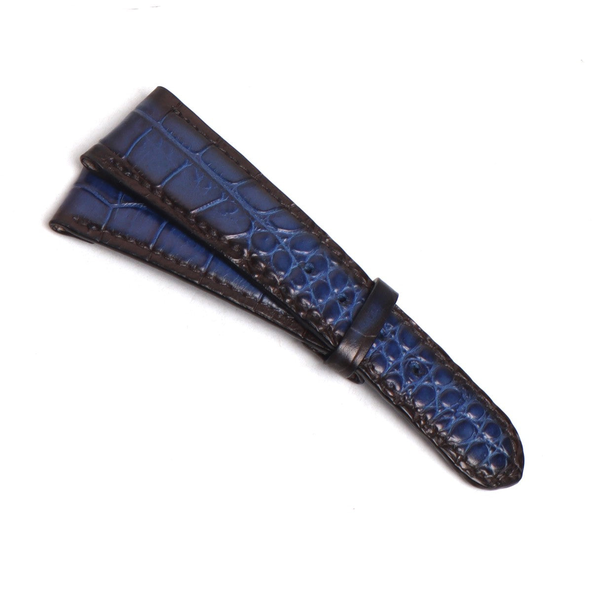 Exclusive Blue Deep Cut Croco Leather Wrist Watch In By BRUNE & BARESKIN