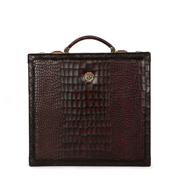 Num Lock Smokey Wine Deep Cut Leather 12 Wrist Watch Carry Briefcase By Brune & Bareskin