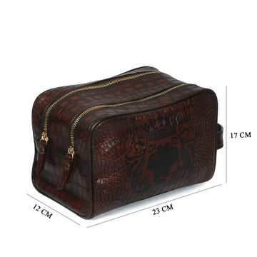 Cognac Smokey Deep Cut Leather Toiletry / Travel Bag by Brune & Bareskin