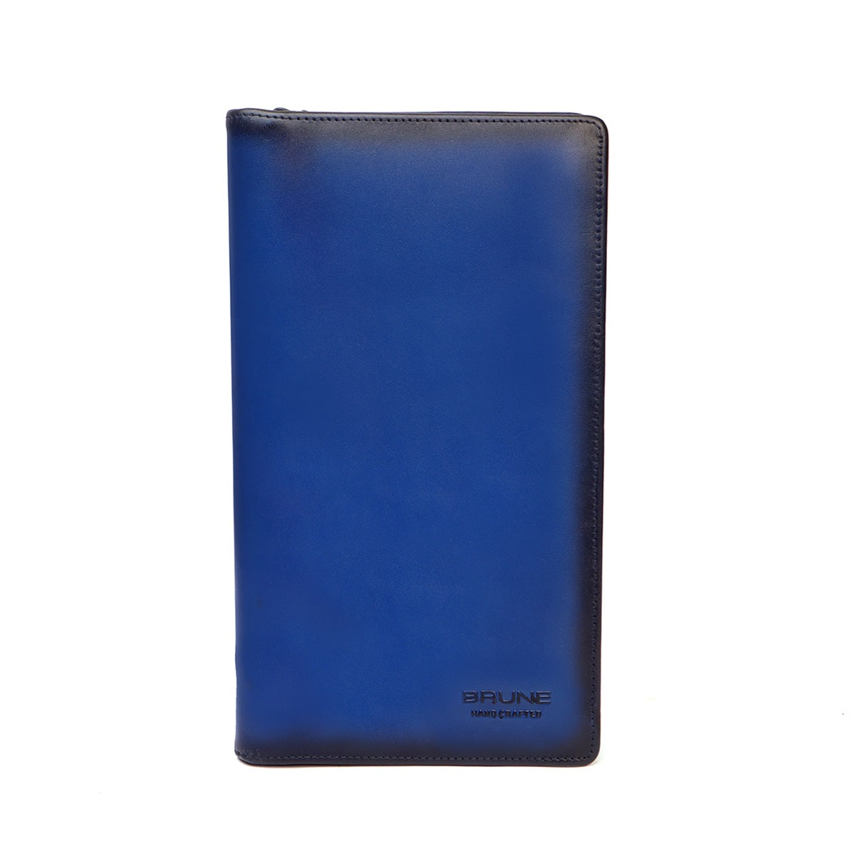 Blue Bi-Fold Multi pockets Document Holder with zip Closure By Brune & Bareskin