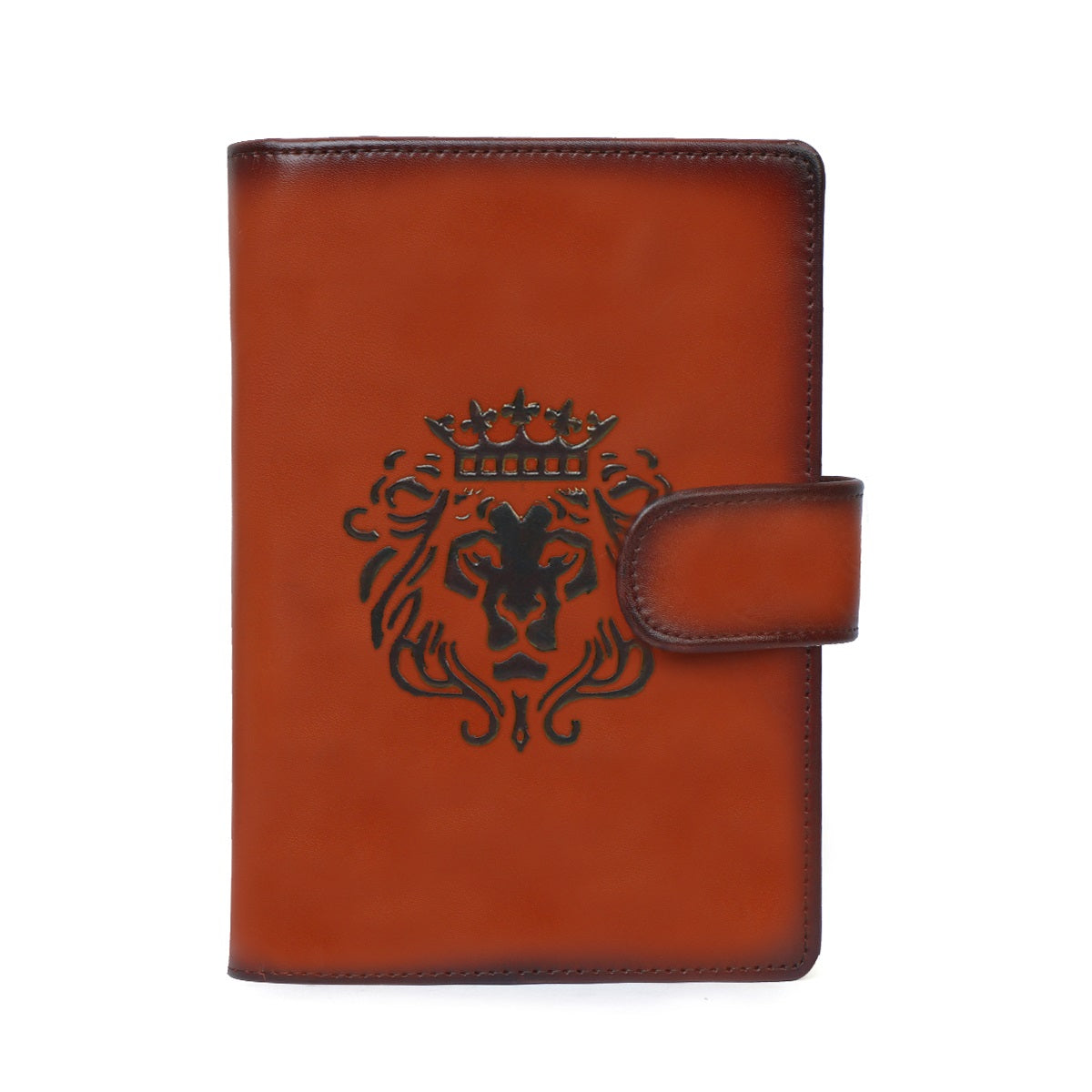 Tan Bi-Fold Multi pockets Diary Cover Embossed Lion Logo By Brune & Bareskin