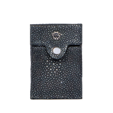 Double Stitching Cigarette Carrying Case in Royal Grey Stingray Fish Leather