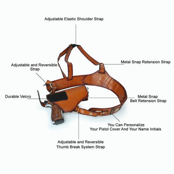 Single Shoulder .45 Gun Holster in Tan Deep Cut Croco Leather (MTO)