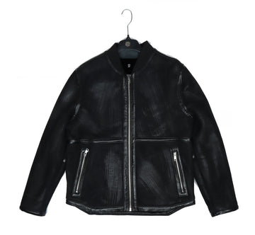 Men'S Genuine Leather with Rib Collar Black Colour Biker Jacket By Brune & Bareskin