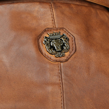 Formal Blazer Button Style Tan Leather Jacket For Men By Brune & Bareskin