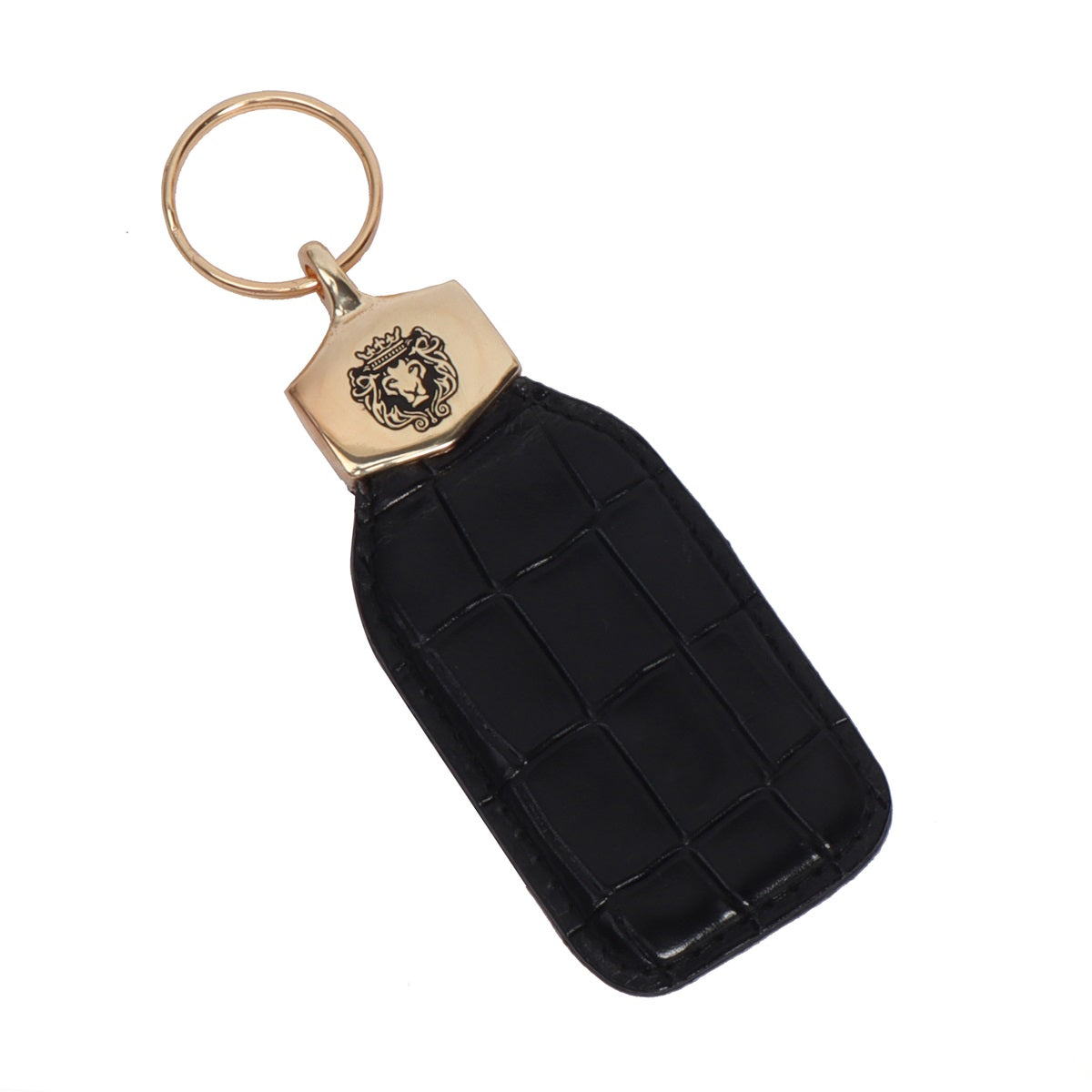 Black Deep Cut Croco Print Leather Large Scales Keychain By Brune & Bareskin