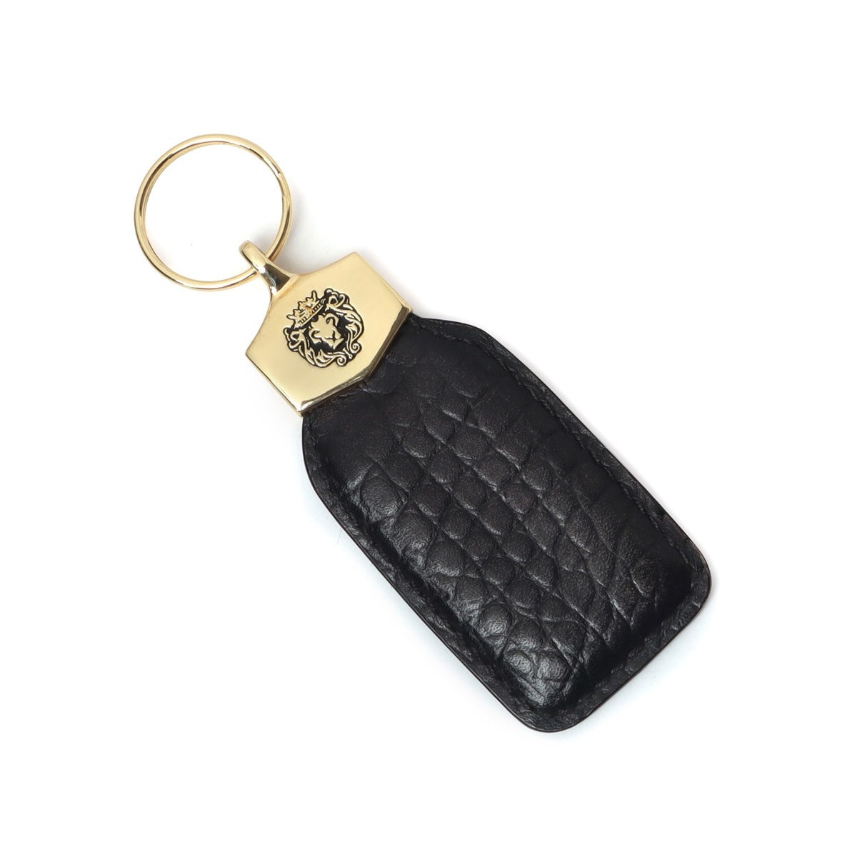 Black Croco Print Leather Brune & Bareskin Keychain