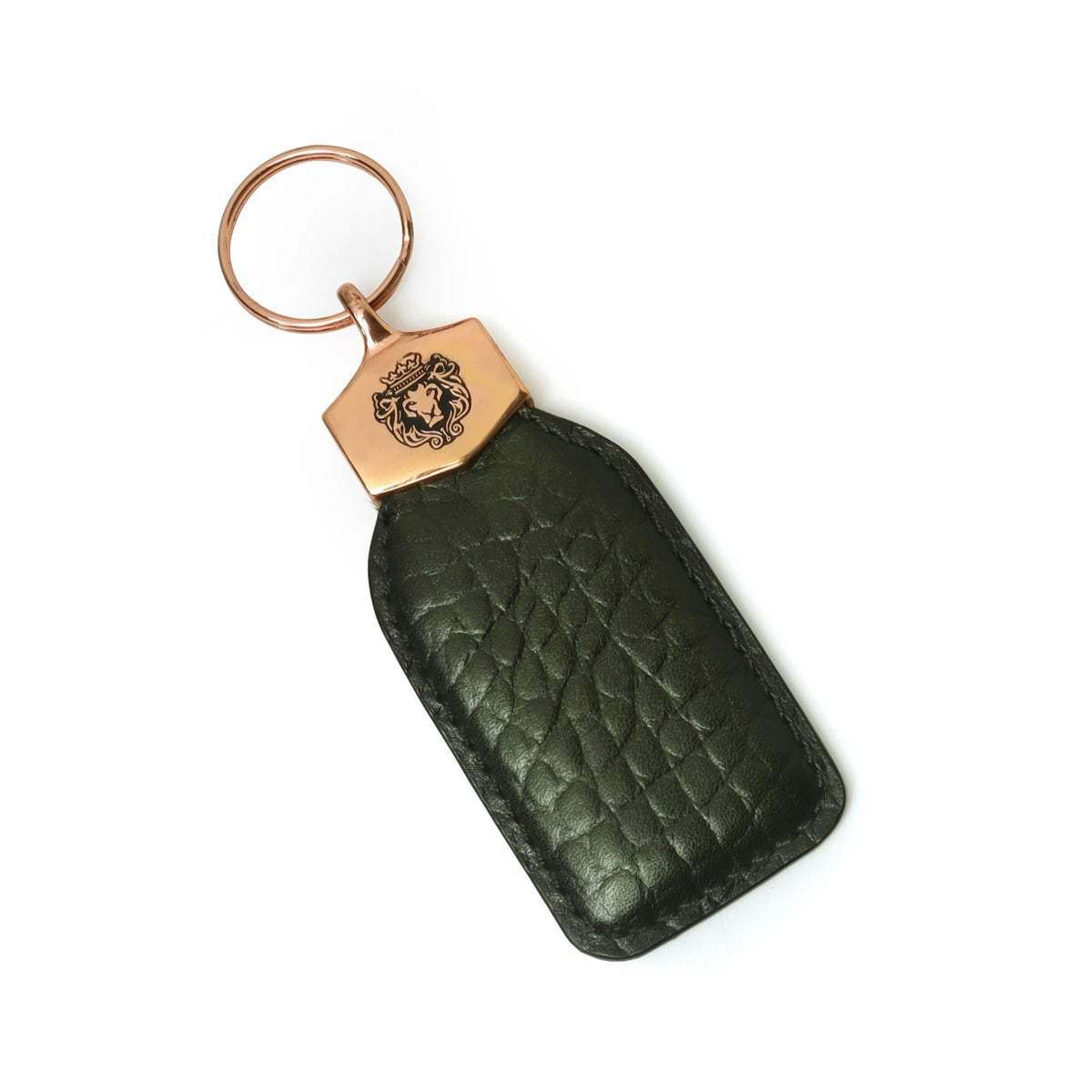 Green Croco Print Leather Brune & Bareskin Keychain