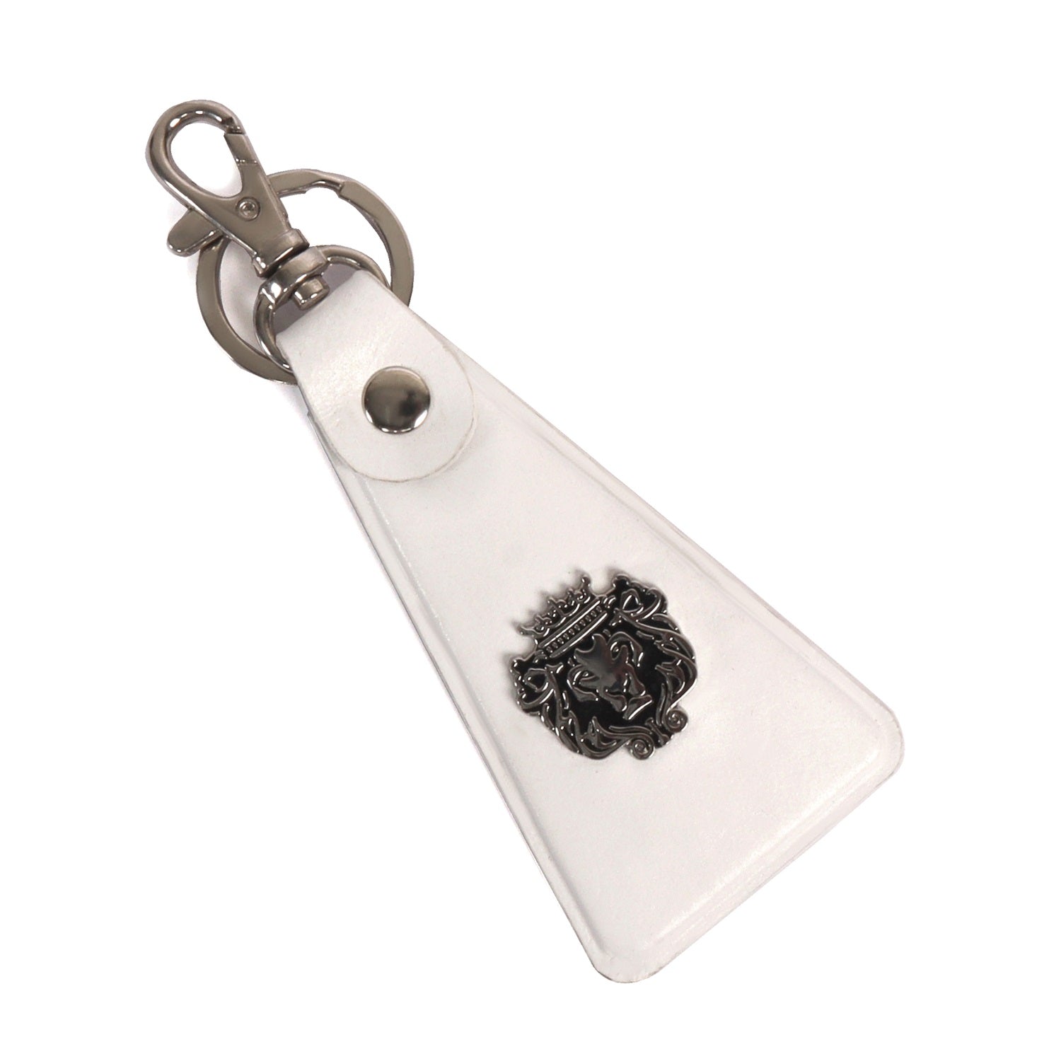 White Leather Triangular Key-chain With Belt Loop By Brune & Bareskin