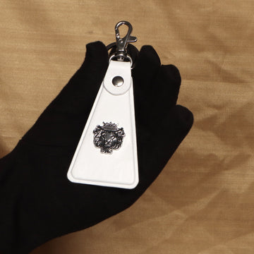 White Leather Triangular Key-chain With Belt Loop By Brune & Bareskin