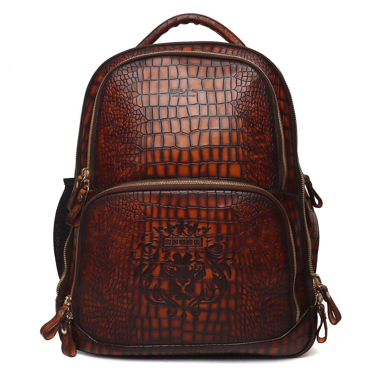 Hand Painted Leather Backpack in Cognac Smokey Finish by Brune & Bareskin