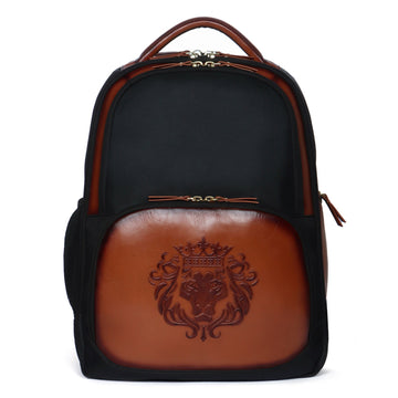 Black Denier Tan Leather Trims Light Weight Backpack