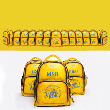 Team CSK IPL 2019 Bulk Order Corporate Gifting Yellow Hand-Paint Leather Backpack (Reference Price for 1 Unit)
